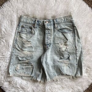 Aeropostale Jean Shorts Baggy Button Fly Distressed Womens Size 2